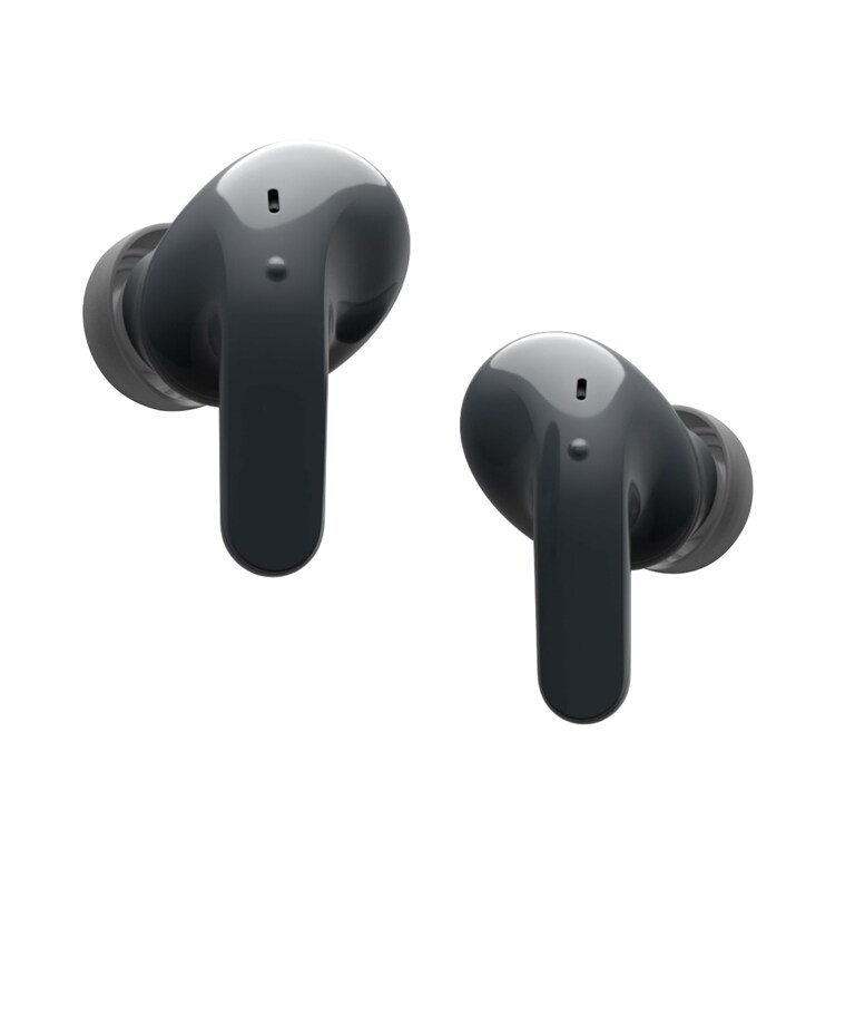 Un primo piano della custodia che ruota verso sinistra per mostrare il pulsante Plug and Wireless. Il coperchio si apre e gli auricolari fluttuano nell’aria.