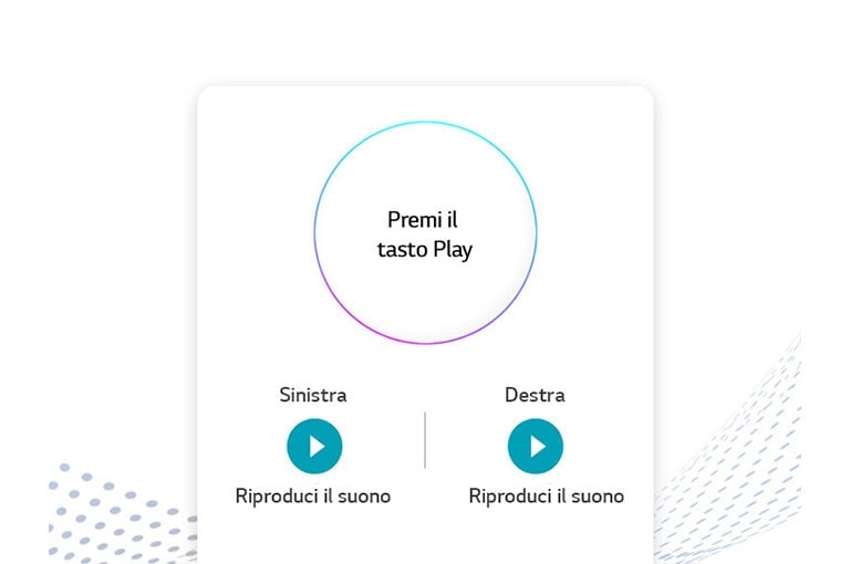 Lo screenshot dell’interfaccia utente dell’app “Trova i miei auricolari” mostra i pulsanti destro e sinistro per ciascun auricolare.