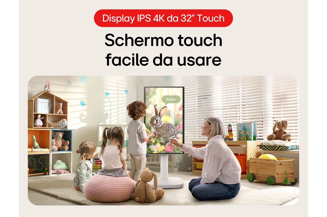 Front view with monitor height adjusted downward