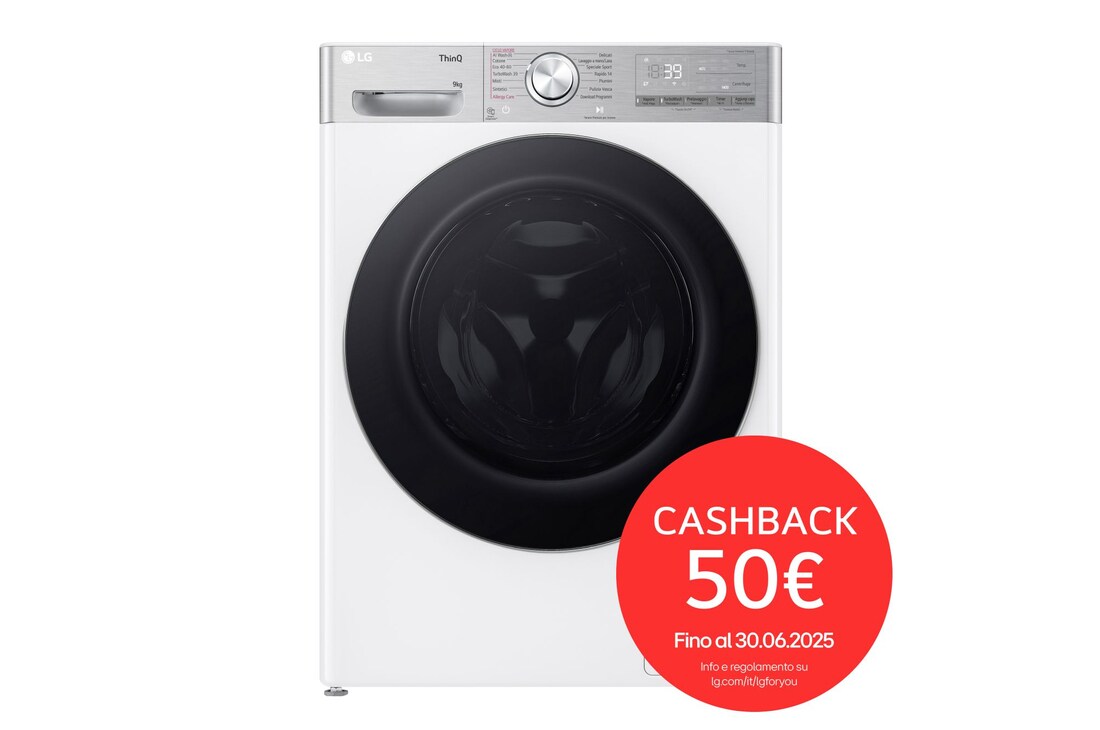 Foto frontale della lavatrice LG F4R9009TPWC