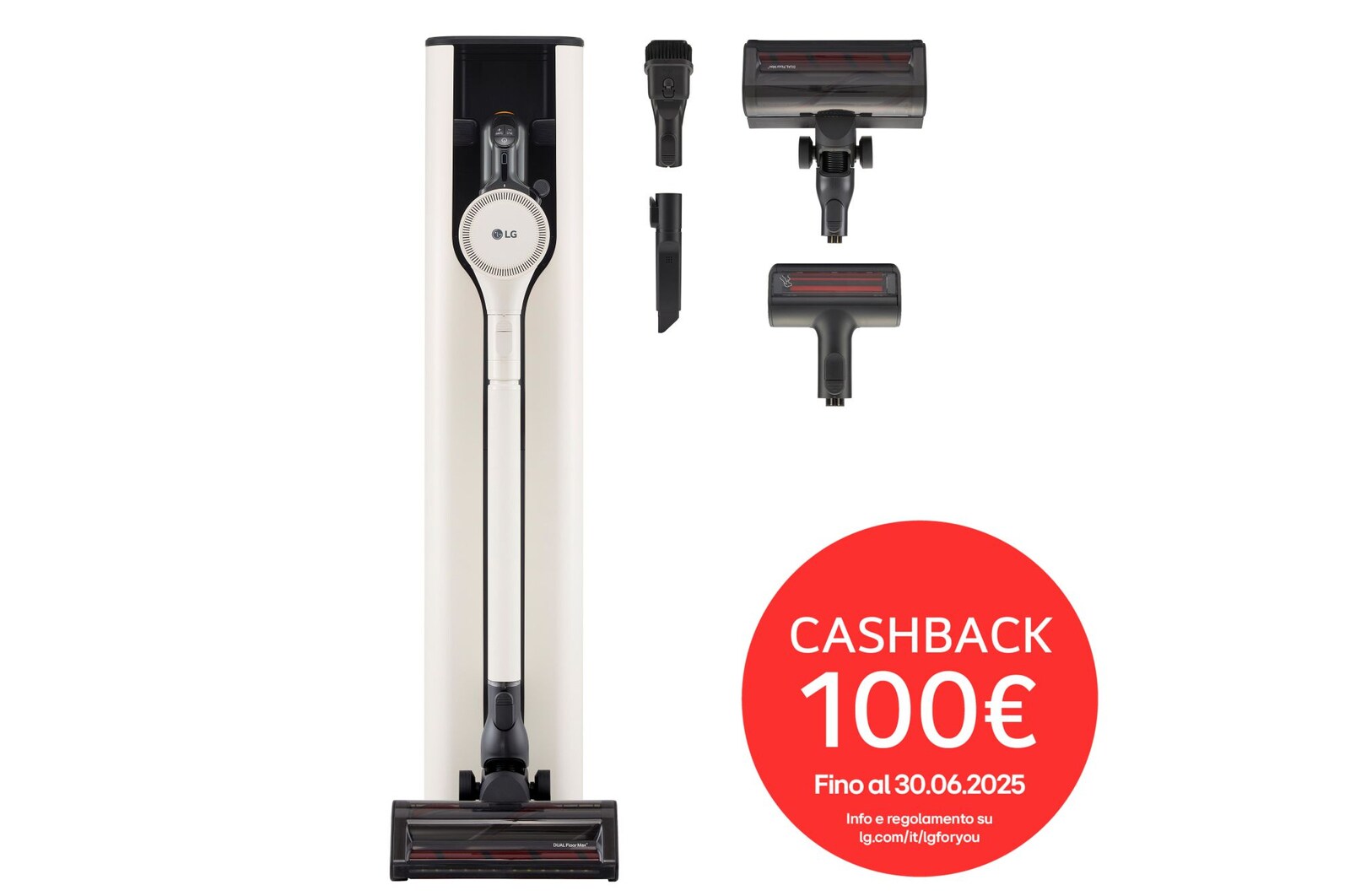 Aspirapolvere CordZero A9T-PRIME1C vista di fronte, inserita nella stazione all-in-one