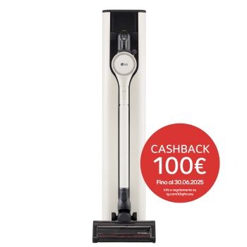 Aspirapolvere CordZero A9T-PRIME1C vista di fronte, inserita nella stazione all-in-one