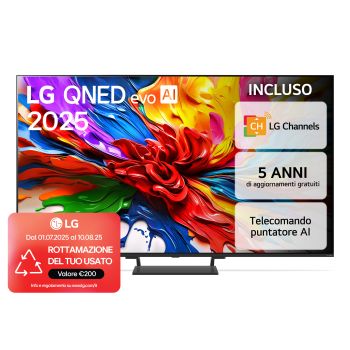 Foto frontale del TV LG QNED evo AI QNED93 85 