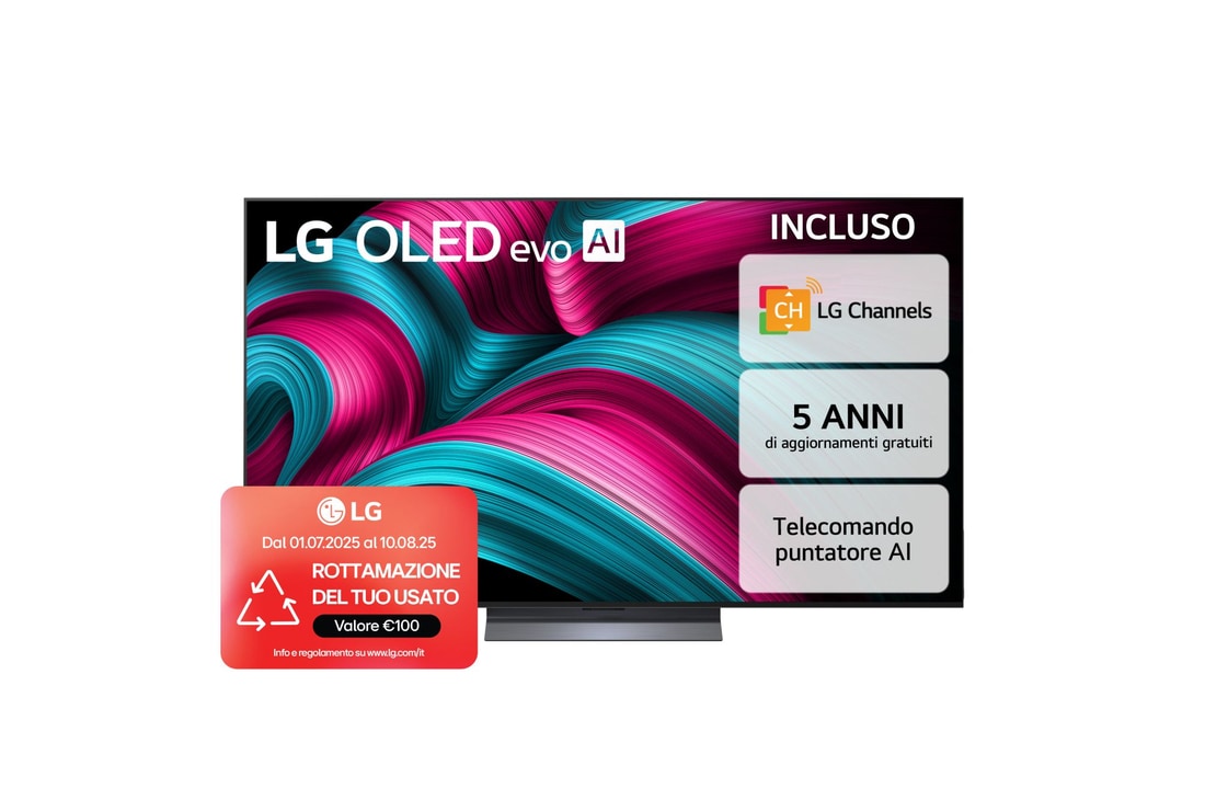 Foto frontale del TV LG OLED evo AI C5 4K 65 pollici