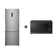 Vista frontale di Offerta Kit Esclusivo: Frigorifero combinato 70cm Classe E, 462L &#43; Microonde NeoChef 25 litri, potenza 1000W GBB567PZCMB.MH6565