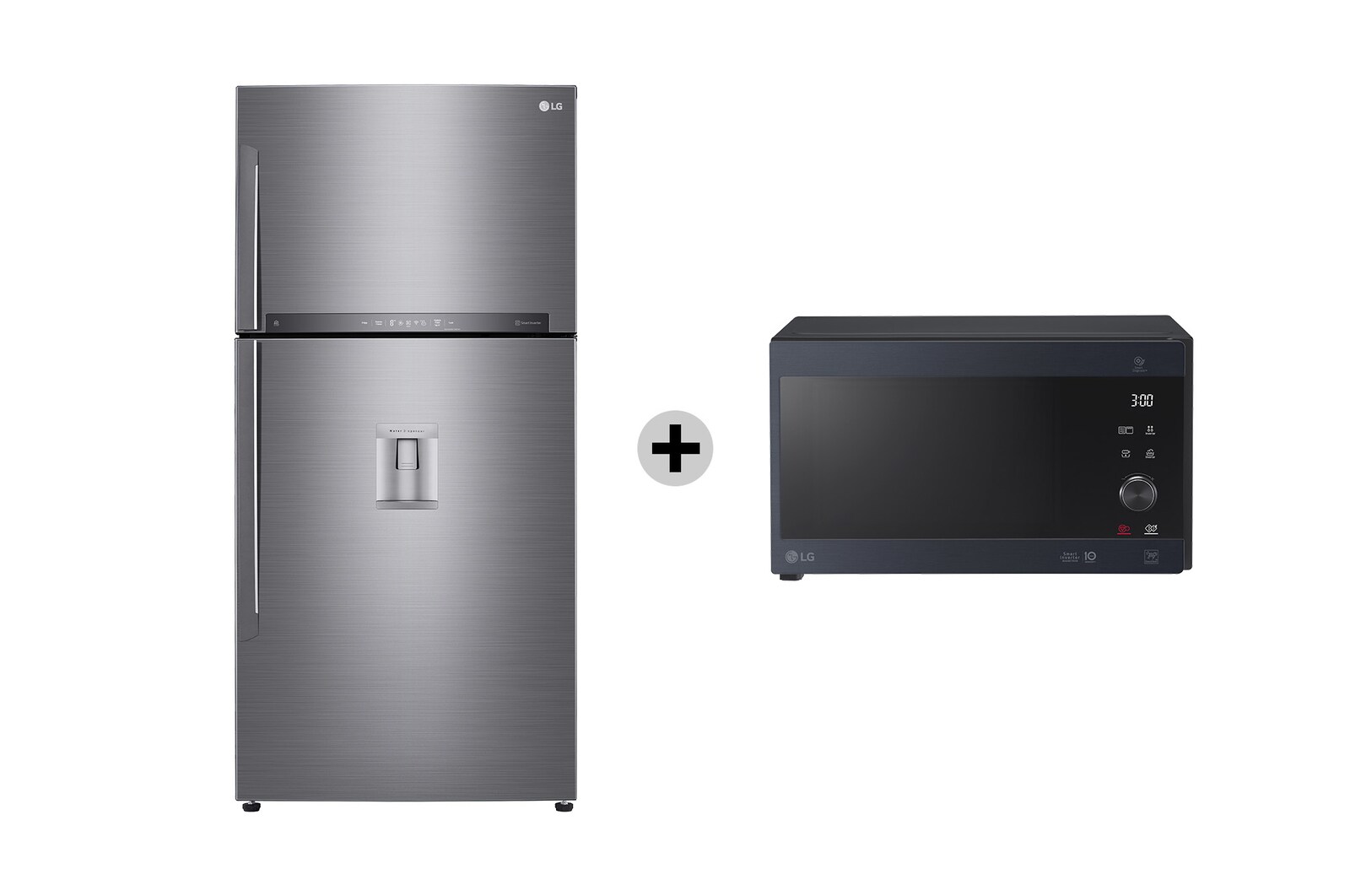 Vista frontale di Offerta Kit Esclusivo: Frigorifero doppia porta maxi | Classe E, 592L &#43; Microonde NeoChef 25 litri, potenza 1000W  GTF916PZPED.MH6565
