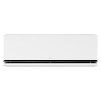 Front view of an LG air conditioner with the lower vane open