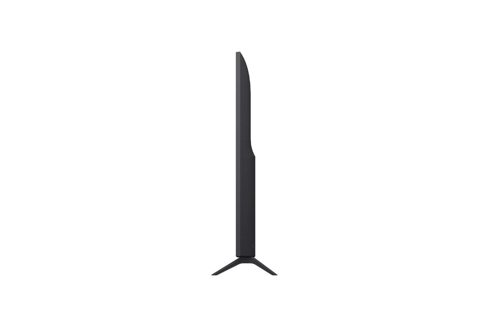 LG UHD UA75 TVの左向きの側面図。