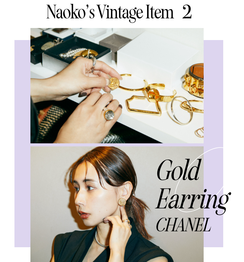 シャネル コインモチーフの片耳イヤリング