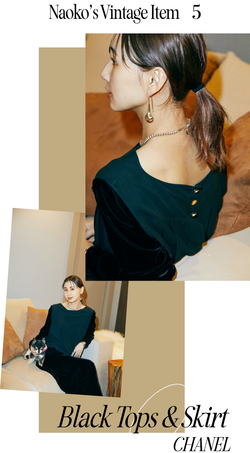 シャネルらしいモードな黒セットアップ