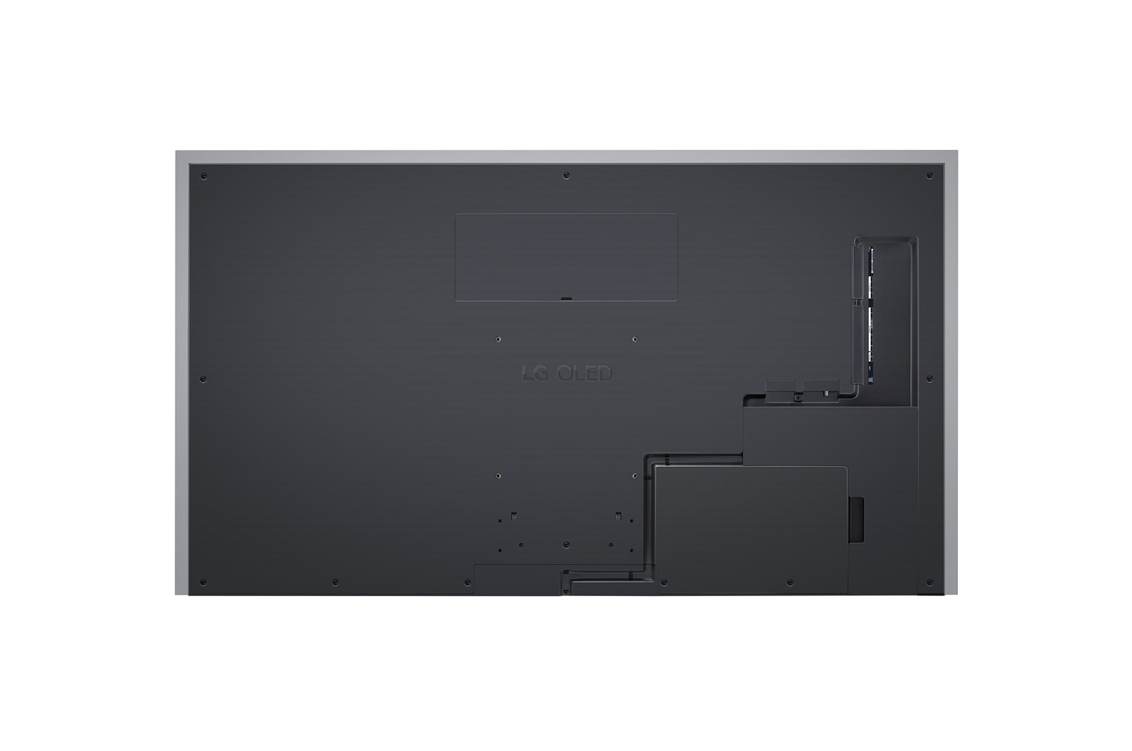Slightly-angled right-facing side view of LG OLED evo TV, OLED G4 on the wall