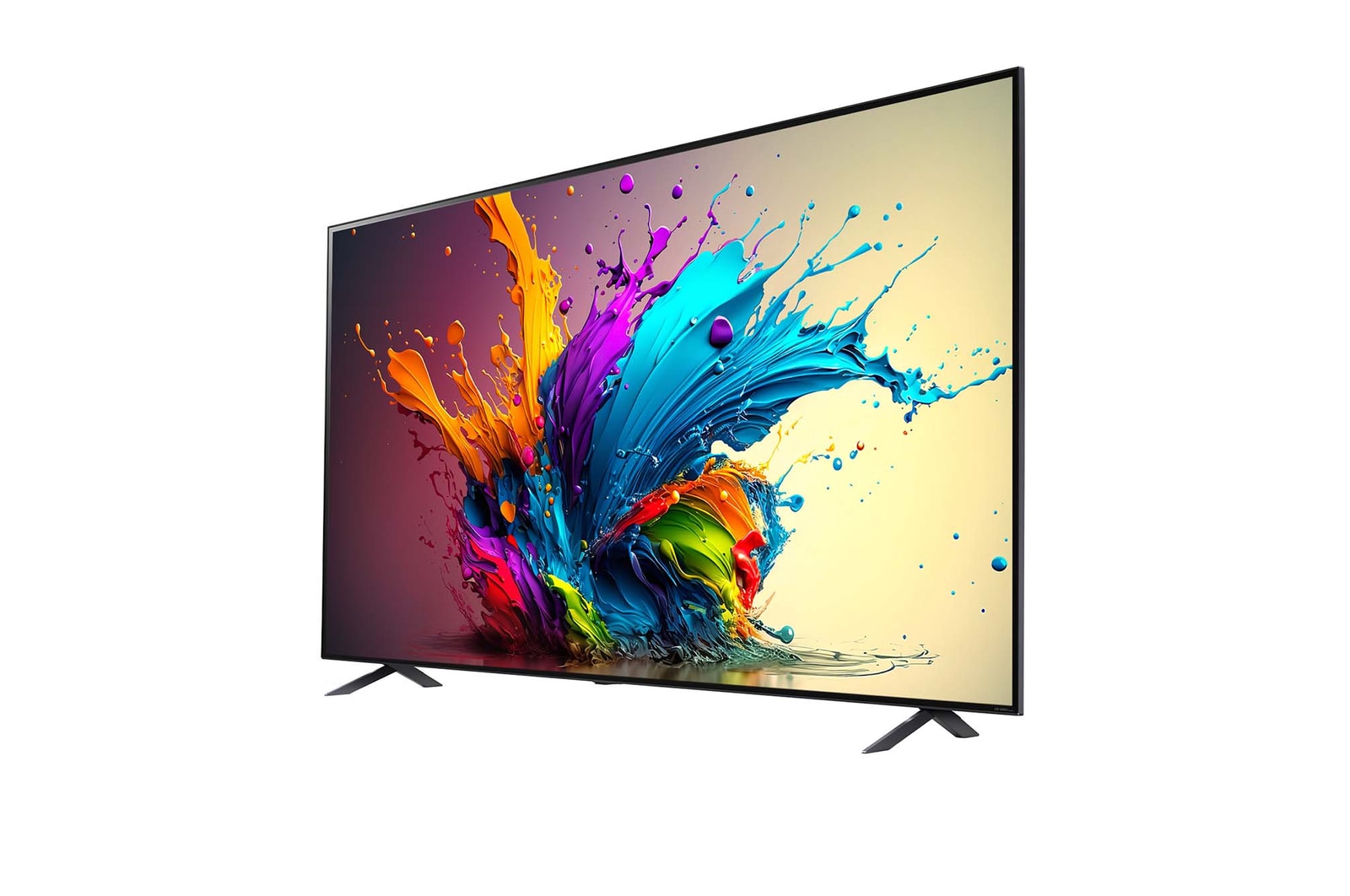 Вид слева под небольшим углом на телевизор LG QNED, QNED90