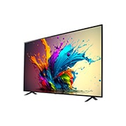 Вид слева под небольшим углом на телевизор LG QNED, QNED90