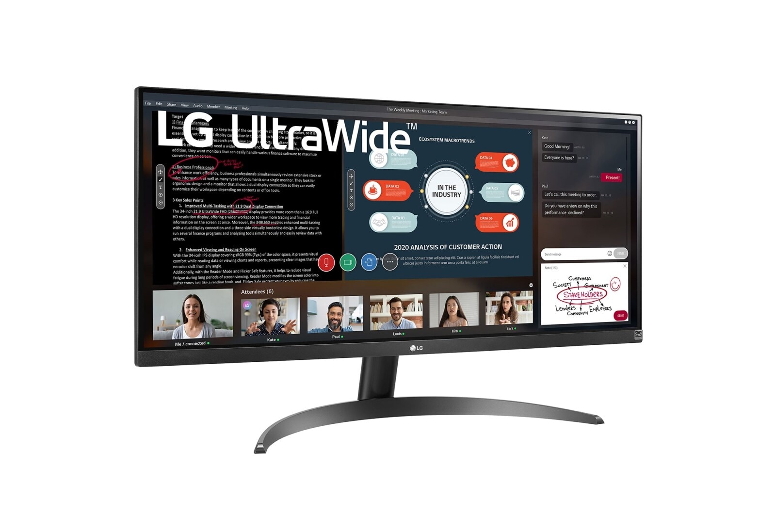 LG 29-дюймовый монитор UltraWide ™ Full HD IPS с соотношением сторон 21: 9 и AMD FreeSync ™, 29WP500-B