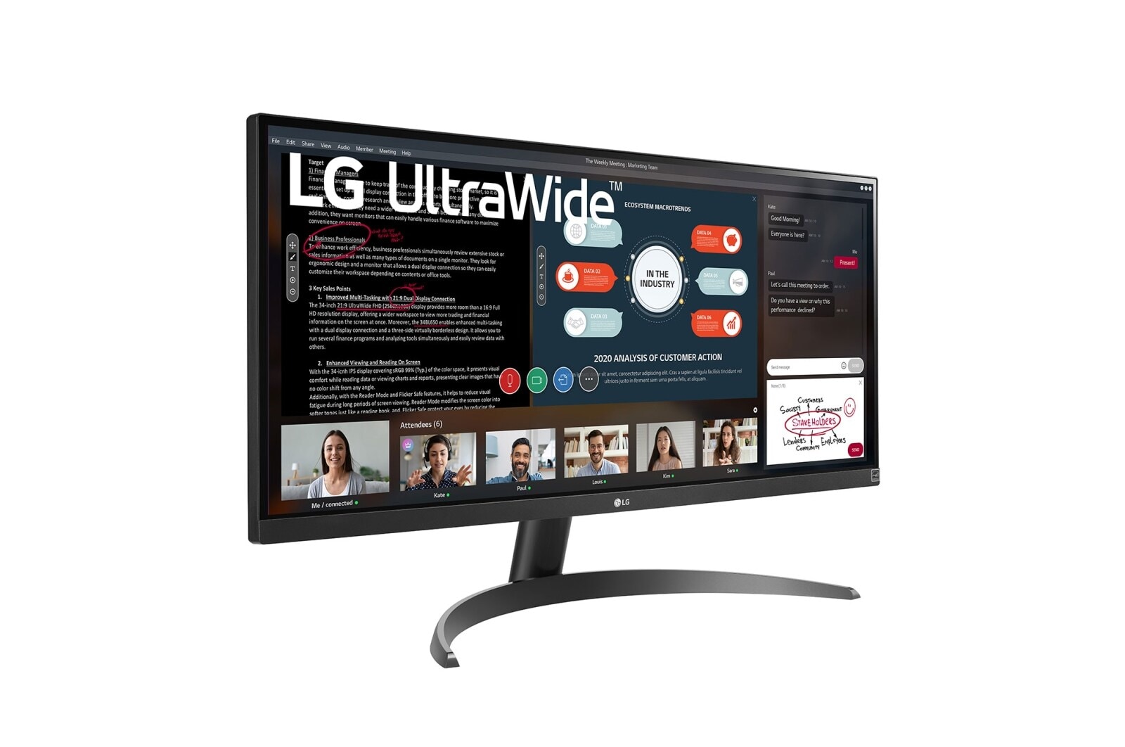 LG 29-дюймовый монитор UltraWide ™ Full HD IPS с соотношением сторон 21: 9 и AMD FreeSync ™, 29WP500-B