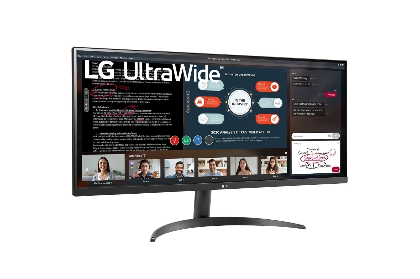 LG 34-дюймовый монитор UltraWide™ Full HD IPS с соотношением сторон 21: 9 и AMD FreeSync™, 34WP500-B