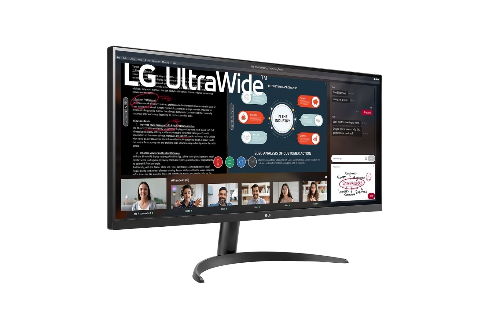 LG 34-дюймовый монитор UltraWide™ Full HD IPS с соотношением сторон 21: 9 и AMD FreeSync™, 34WP500-B