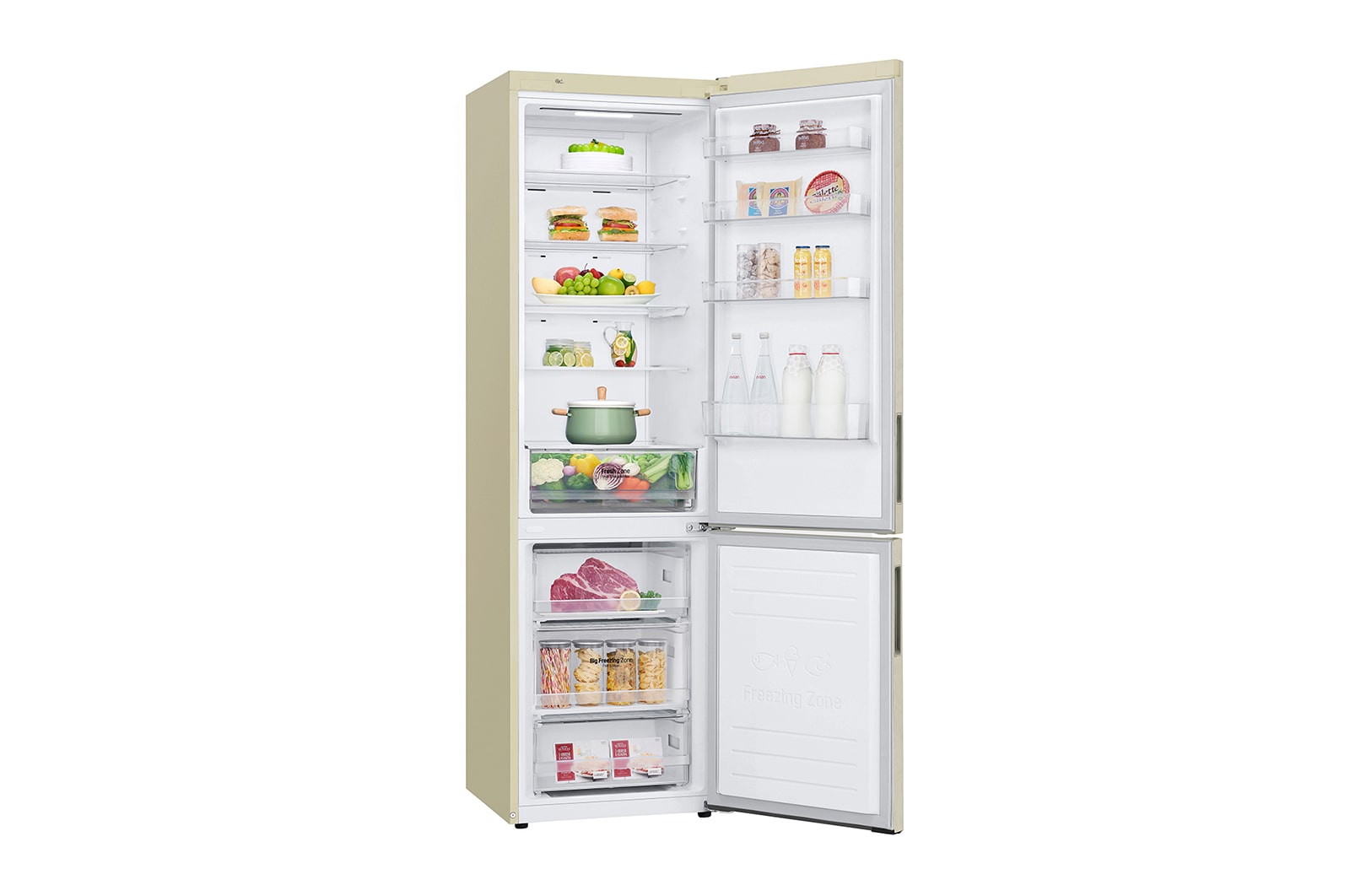 LG 384 л, Холодильник LG DoorCooling+ с нижней морозильной камерой, Смарт Инверторный компрессор, GA-B509CESL