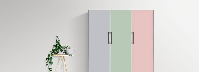 Холодильная камера LG GC-B401FAPM из линейки LG Objet серебристого цвета со сменными панелями с изысканным дизайном.