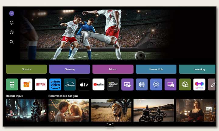 Pantalla principal de LG Channels en la que se muestra la variedad de contenido disponible en una LG TV. 