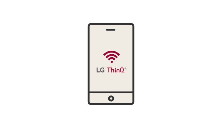 El ícono del control wifi de la unidad para interiores LG con ThinQ se muestra como un teléfono inteligente con un símbolo de wifi para la administración remota.