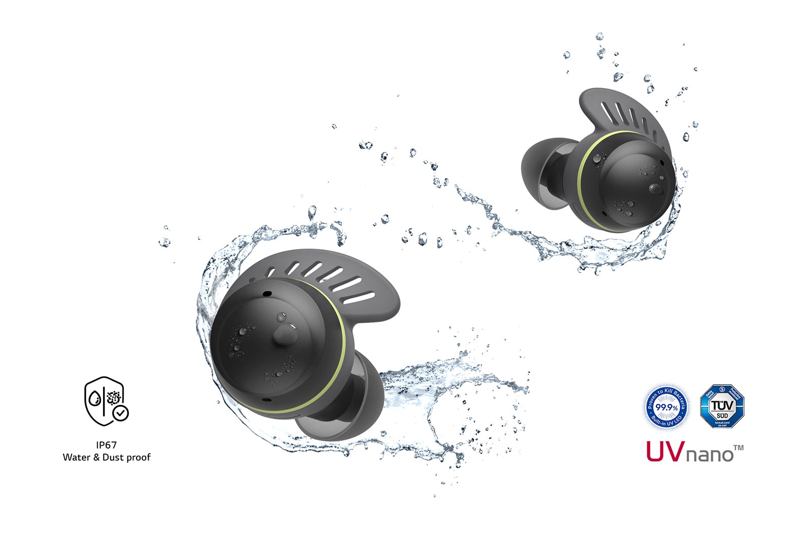 LG TONE Free Fit audífonos inalámbricos TF7 I Resistente al agua IP67 | ANC | Uvnano | Earbuds, TONE-TF7Q