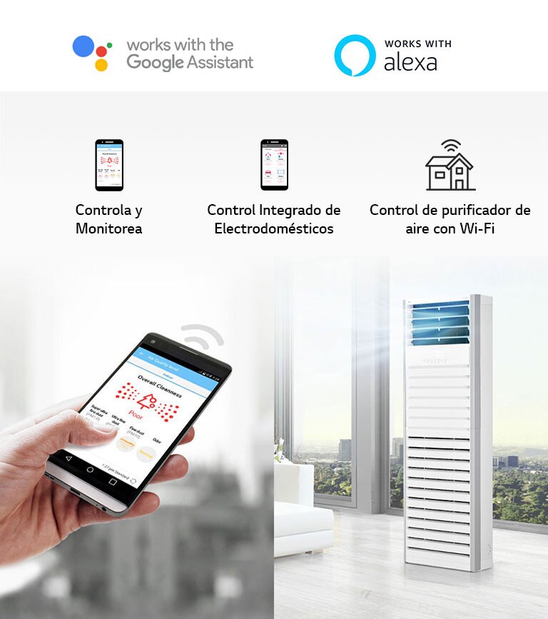 Control remoto de calidad del aire con Google Assistant y Alexa. Monitoreo por smartphone y purificación Wi-Fi.