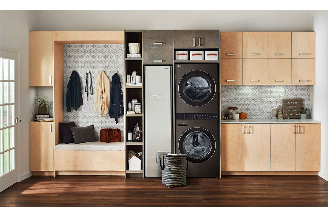 LG  Combo: Torre de lavado LG WashTower™ (con secadora de Gas) + Sistema de vapor LG Styler. La pureza y frescura del vapor con la eficiencia de la inteligencia artificial., WK22WS6-S3MFBN
