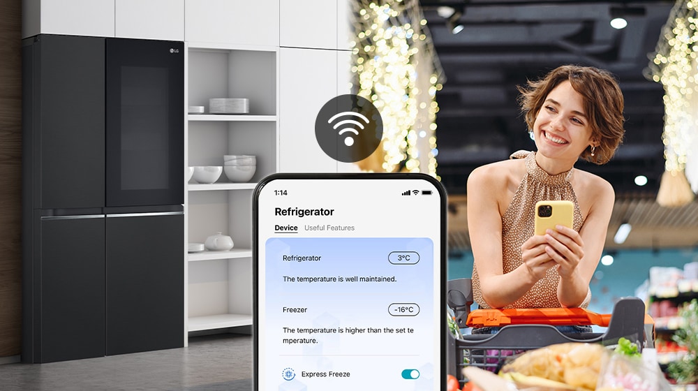 'Imagen que muestra la conectividad entre el teléfono y el refrigerador.