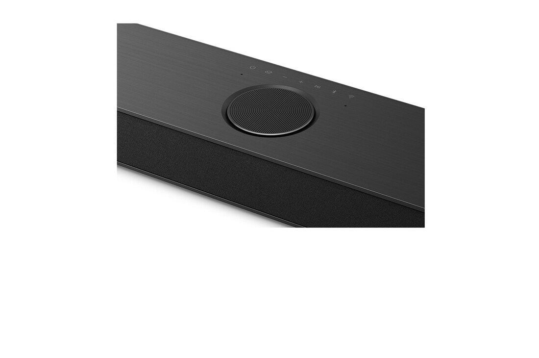 Top angled view of LG Soundbar S80TR's side corner