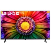 Una vista frontal del televisor LG UHD