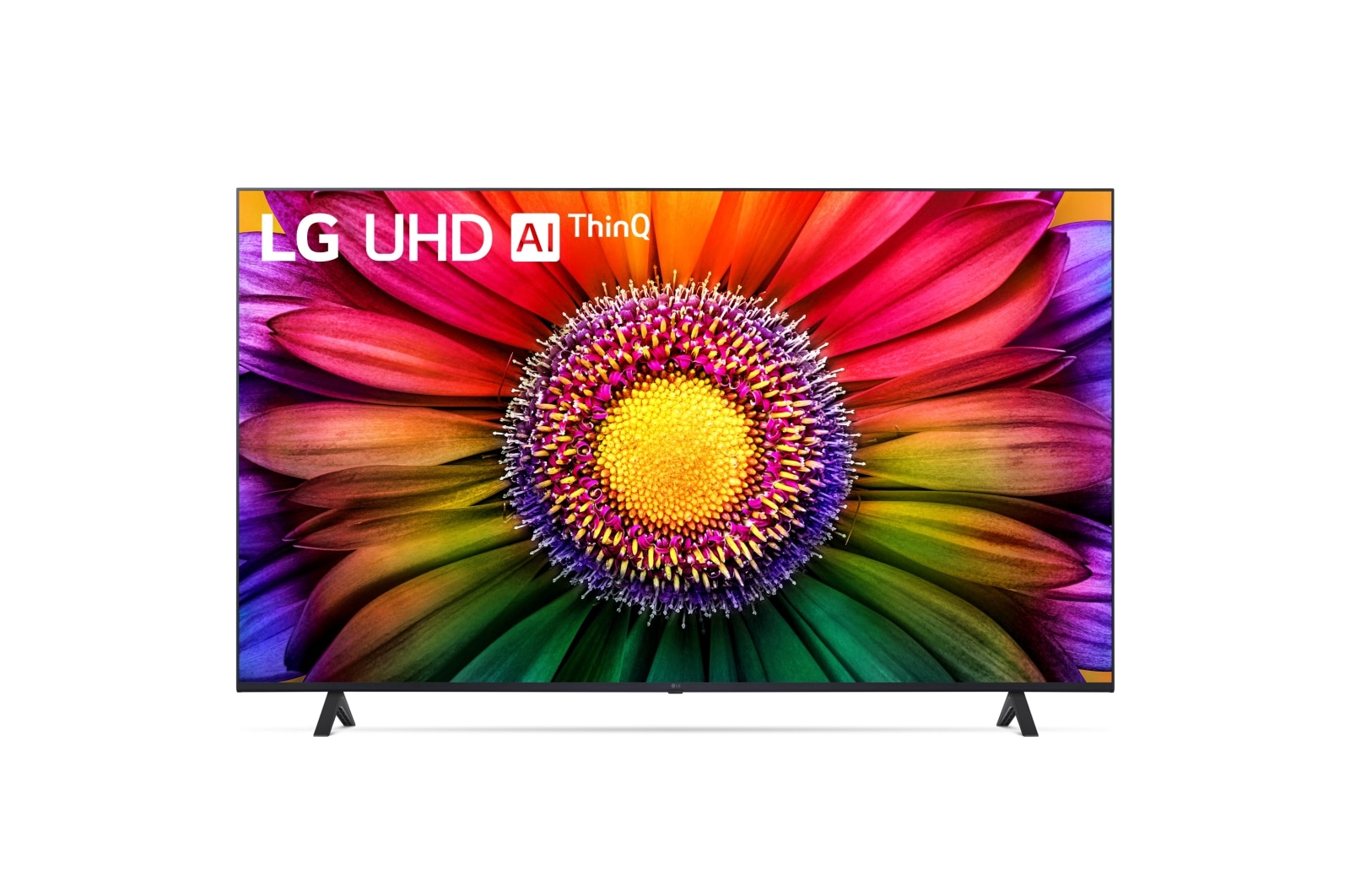 Una vista frontal del televisor LG UHD