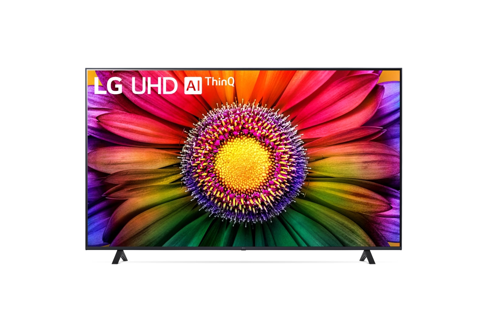 Una vista frontal del televisor LG UHD