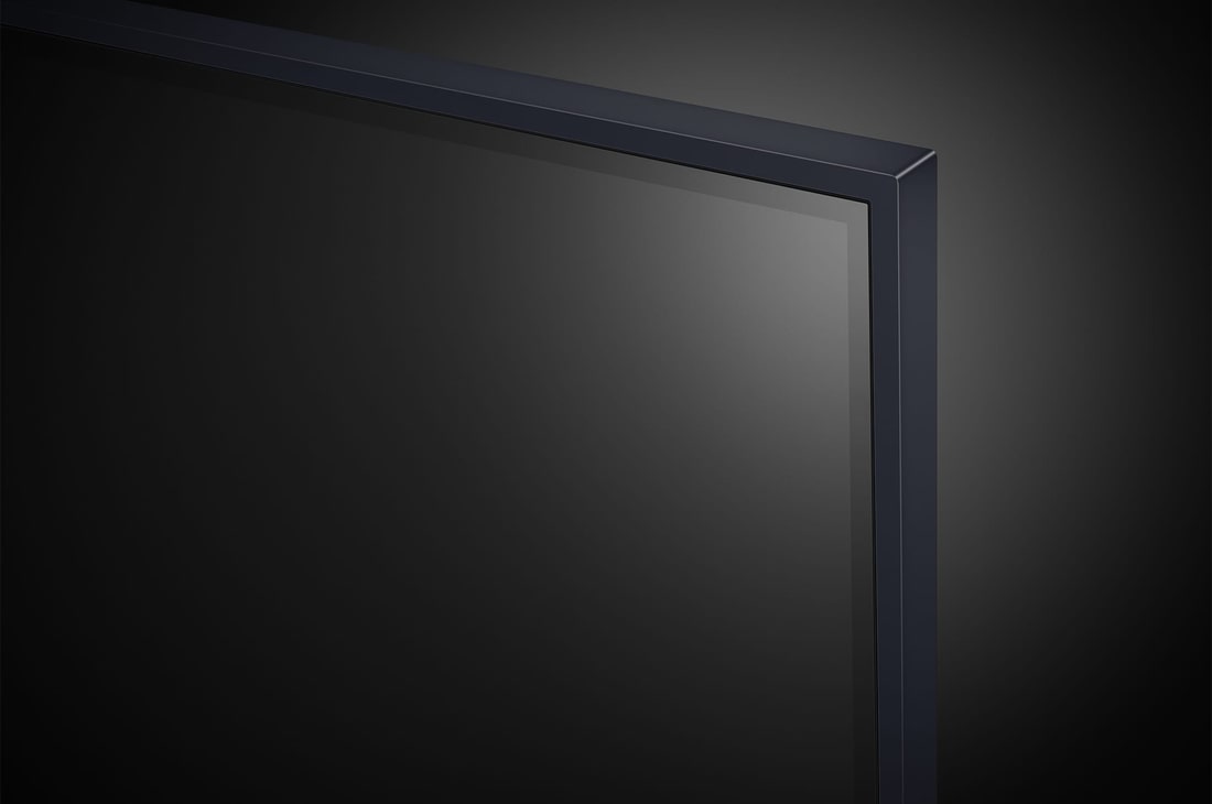 Close-up of the top edge of LG QNED TV, QNED80