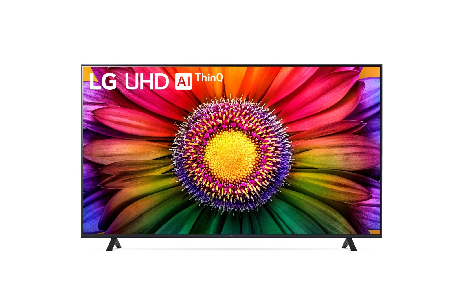 Una vista frontal del televisor LG UHD