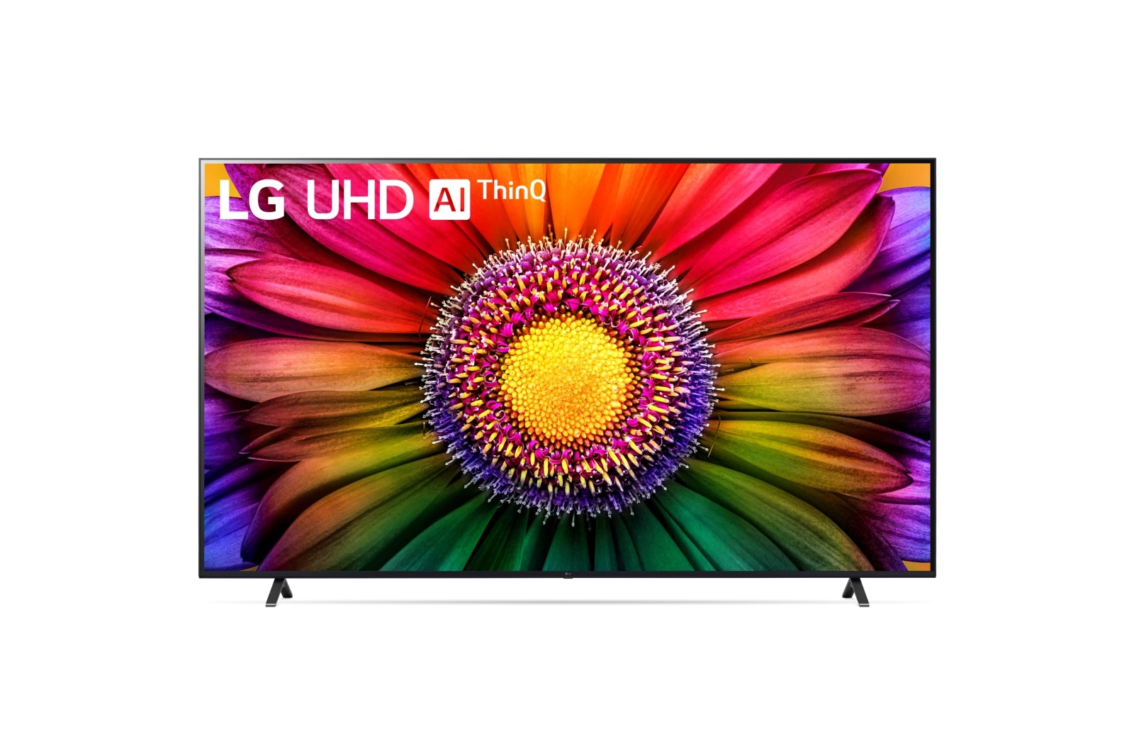 Una vista frontal del televisor LG UHD
