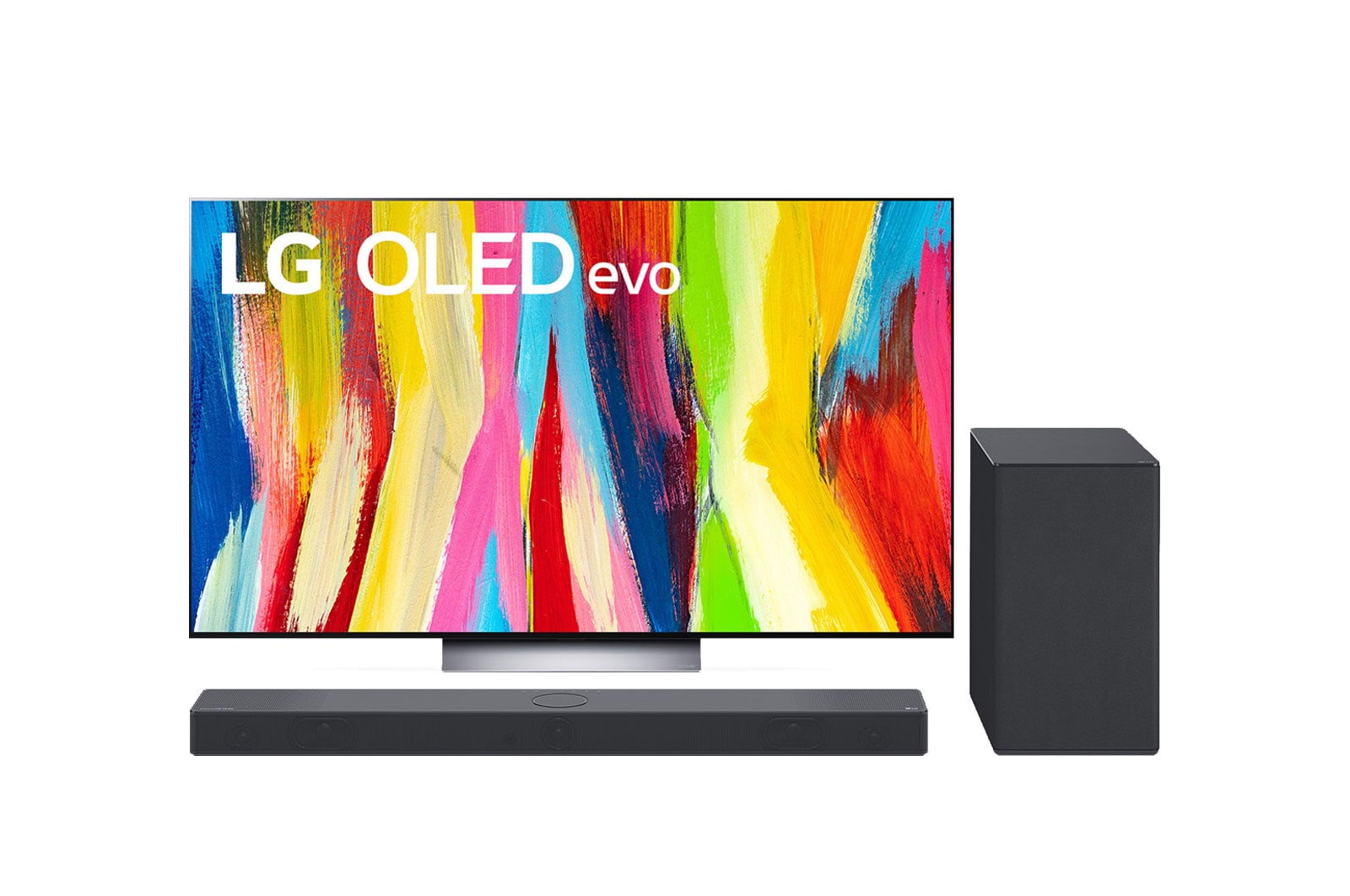 LG OLED55C2PSA Front view  + soundbar 