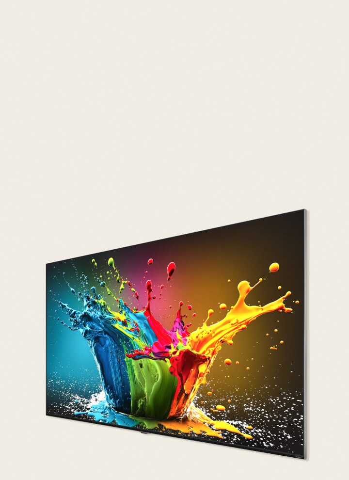 Pantalla LG QNED MiniLED QNED99 con una colorida obra de arte.