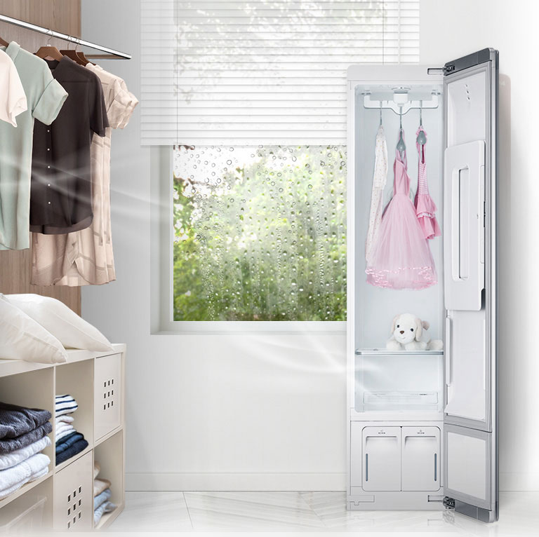 Muestra como la LG Styler deshumifica y refresca tu espacio.