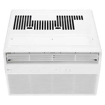 Top-down front view of window air conditioner
