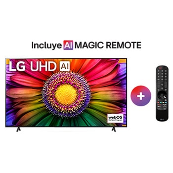 Una vista frontal del televisor LG UHD