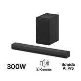 LG Soundbar | Barra de Sonido LG S40T | 300W | 2.1 canales | AI Sound Pro