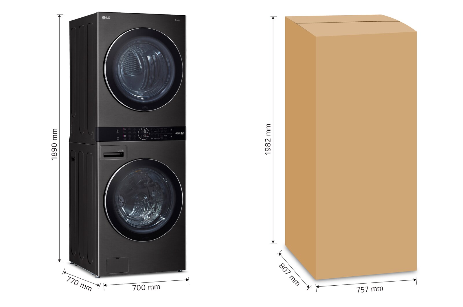 LG Torre de lavado WashTower™ con AI DD™ 22kg (con Secadora de gas), WK22BS6