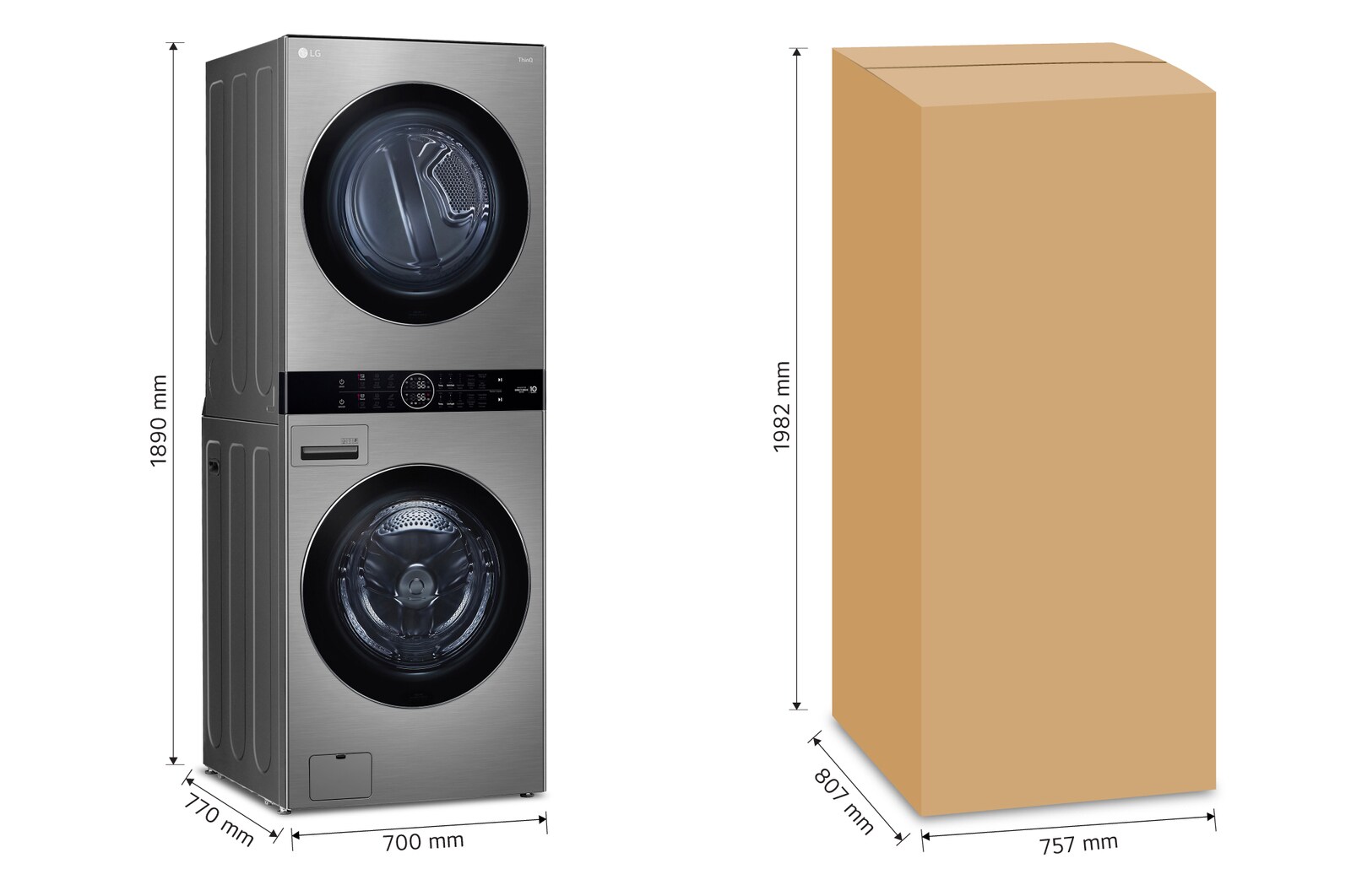 LG Torre de lavado WashTower™ con AI DD™ 22kg (con Secadora de gas), WK22VKS6