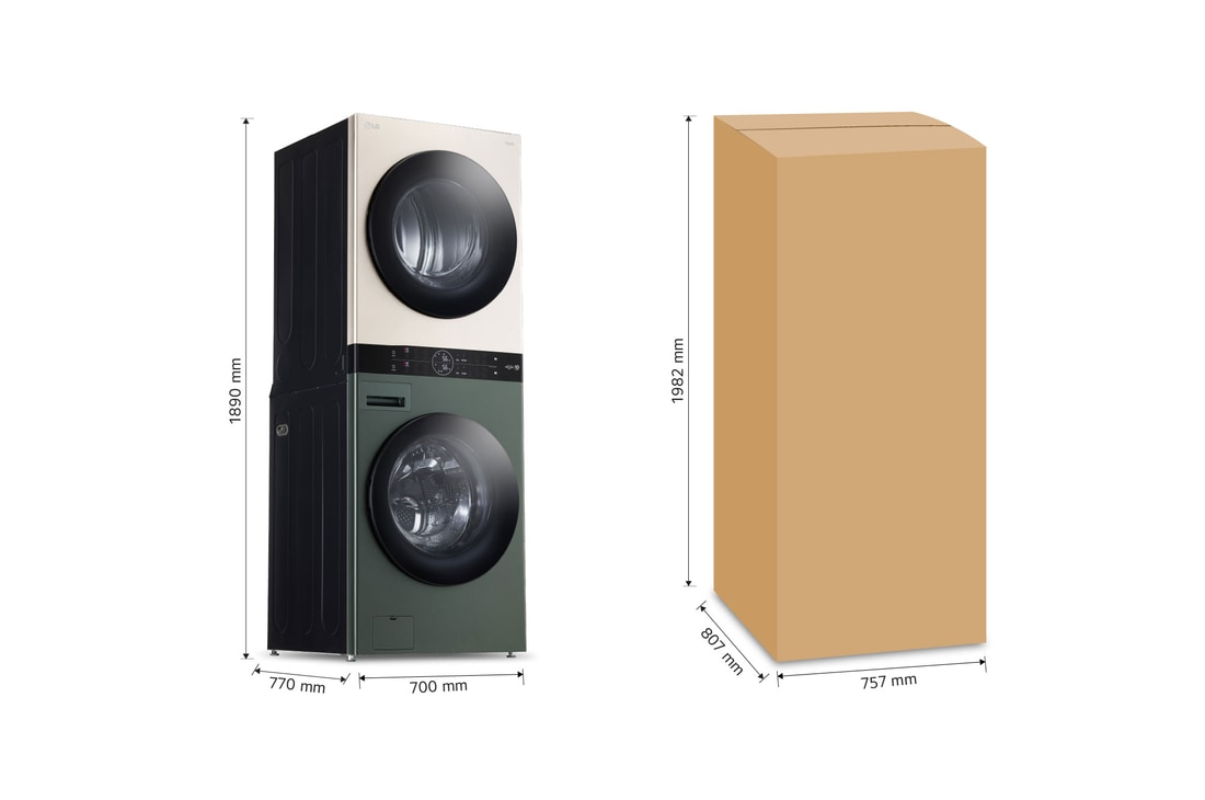 LG Torre de lavado WashTower™ con AI DD™ 22kg (con Secadora de gas), WK22GBS6