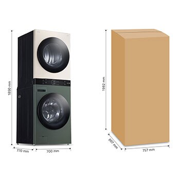 LG Torre de lavado WashTower™ con AI DD™ 22kg (con Secadora de gas), WK22GBS6
