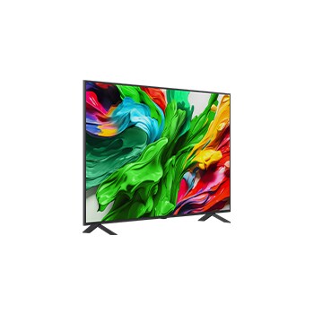 Vista lateral ligeramente inclinada hacia la derecha del TV LG QNED evo QNED85