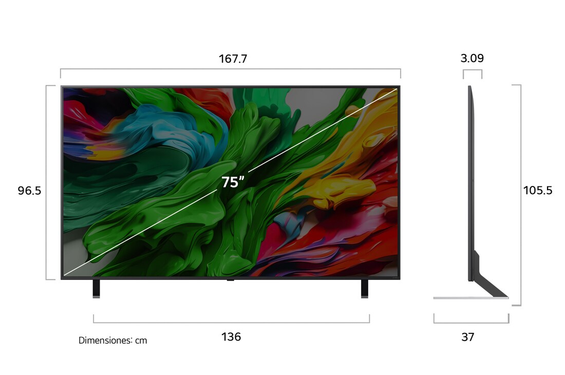 LG Pantalla 75 pulgadas LG AI QNED evo QNED85 MiniLED 4K Smart TV 2025, 75QNED85ASG
