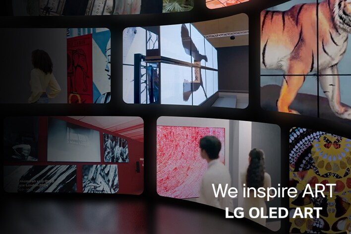 LG TVs depicting different artworks.