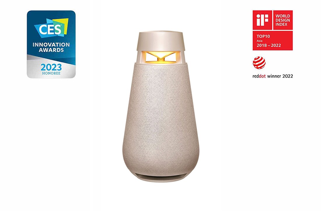 LG XBOOM 360 Portable Wireless Bluetooth Speaker with Omnidirectional Sound - Beige, XO3QBE